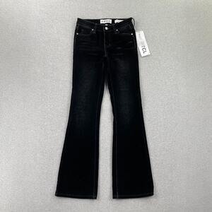PTCL Low Rise Flare Pants Womens 25 Black Velvet Grunge Punk Emo Goth Jeans